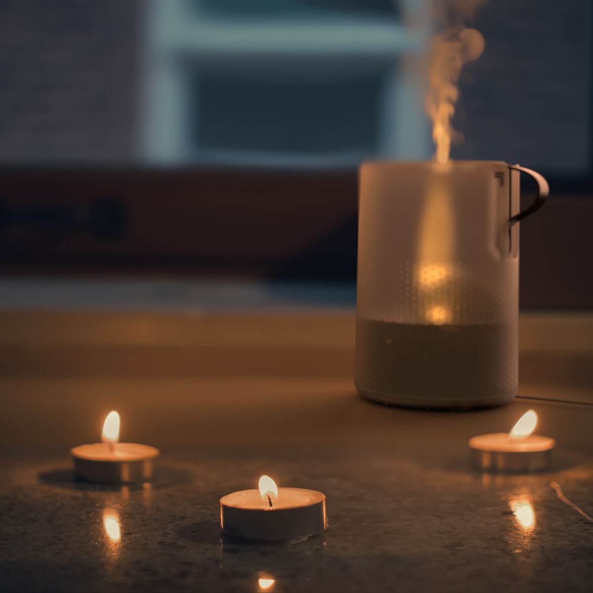Votiv 4 Ultrasonic Humidifier with Flameless Candlelight, Touch Controls, Cool Mist