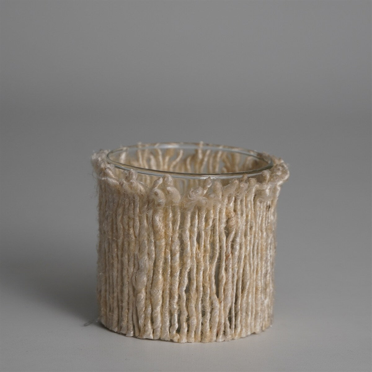 Votive Wapped in Cream Fabric 3"x3"- A