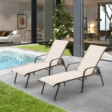 VredHom Outdoor Adjustable Chaise Lounges Chairs
