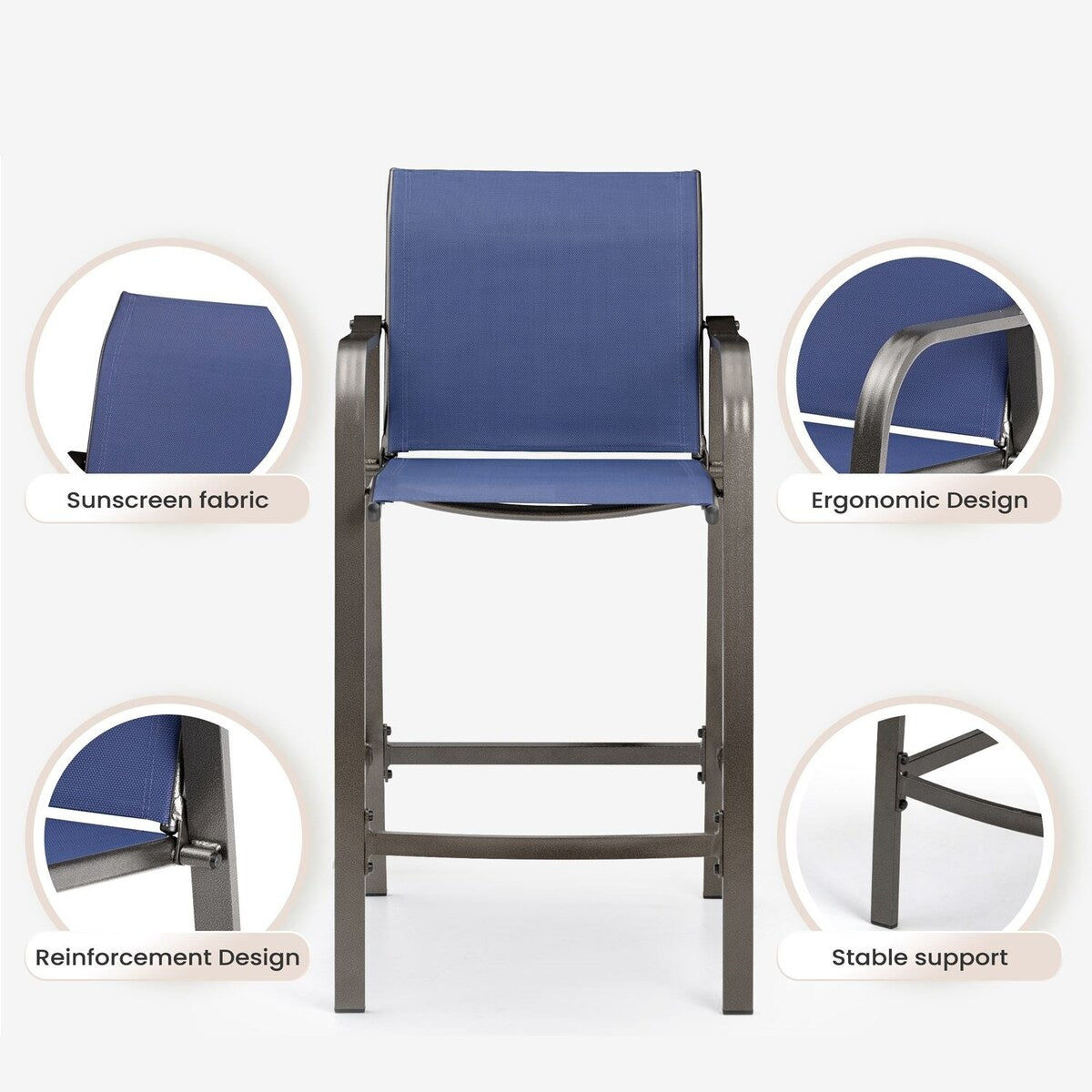 VredHom Outdoor Bar Stools Patio Bar Chairs (Set of 4) - 21.7" W x 25.6" D x 43.7" H