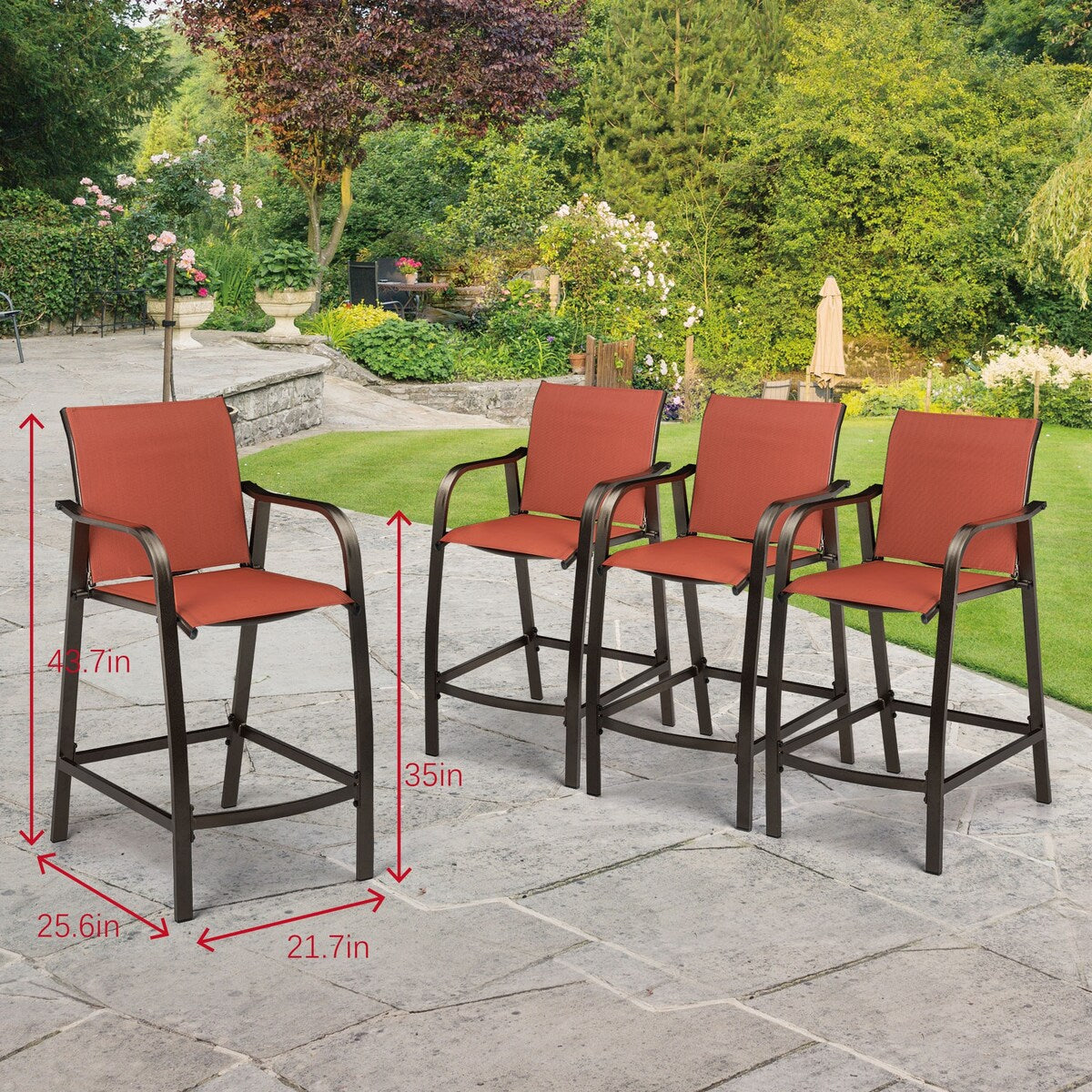 VredHom Outdoor Bar Stools Patio Bar Chairs (Set of 4) - 21.7" W x 25.6" D x 43.7" H