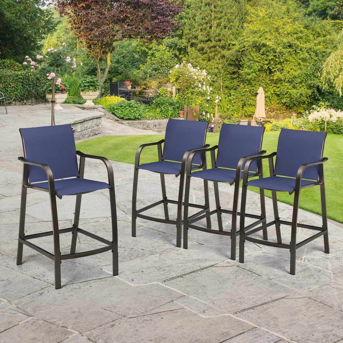 VredHom Outdoor Bar Stools Patio Bar Chairs (Set of 4) - 21.7" W x 25.6" D x 43.7" H