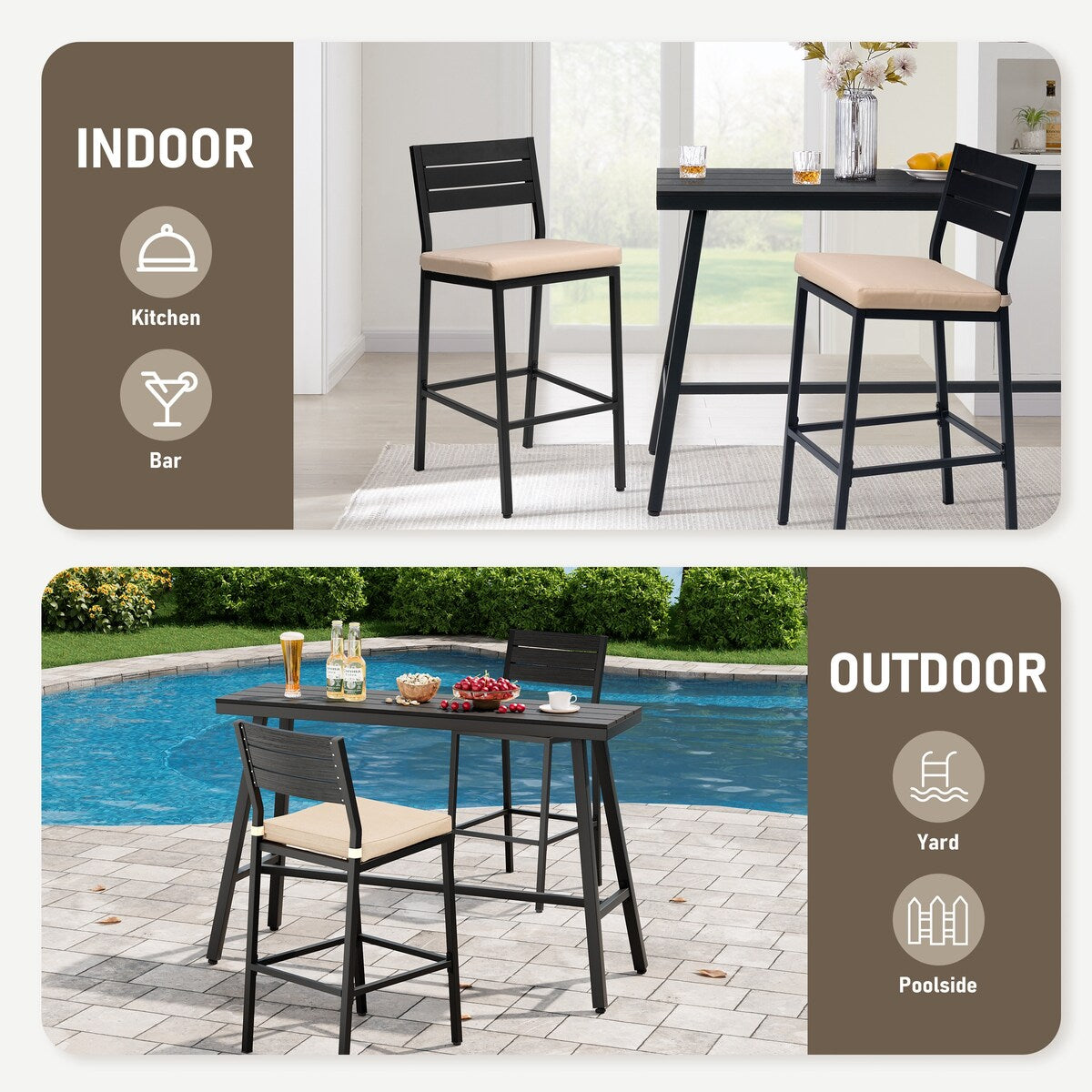 VredHom Outdoor Bar Table Bistro Dining Table