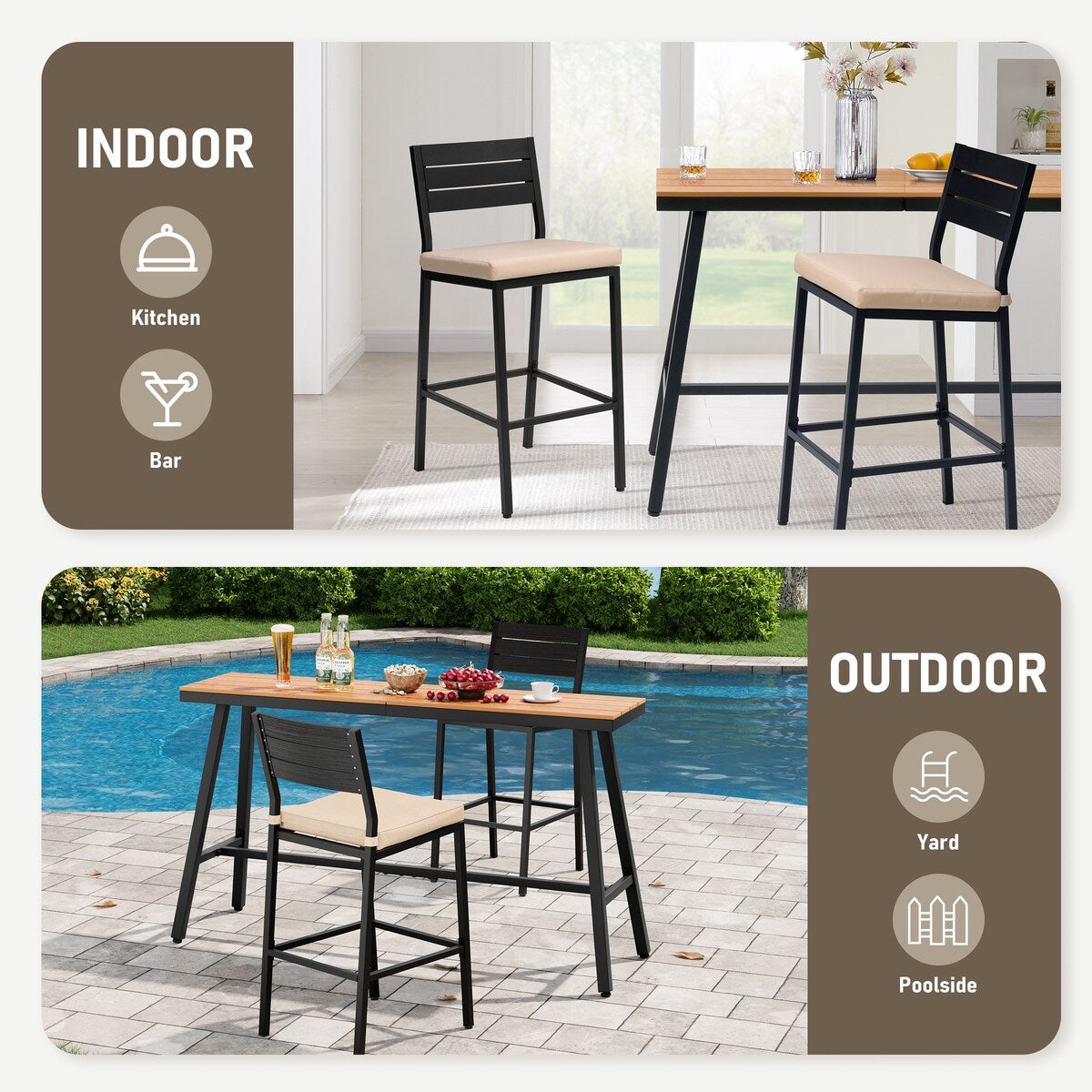 VredHom Outdoor Bar Table Bistro Dining Table