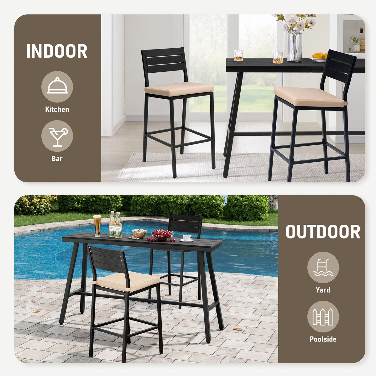 VredHom Outdoor Bar Table Bistro Dining Table