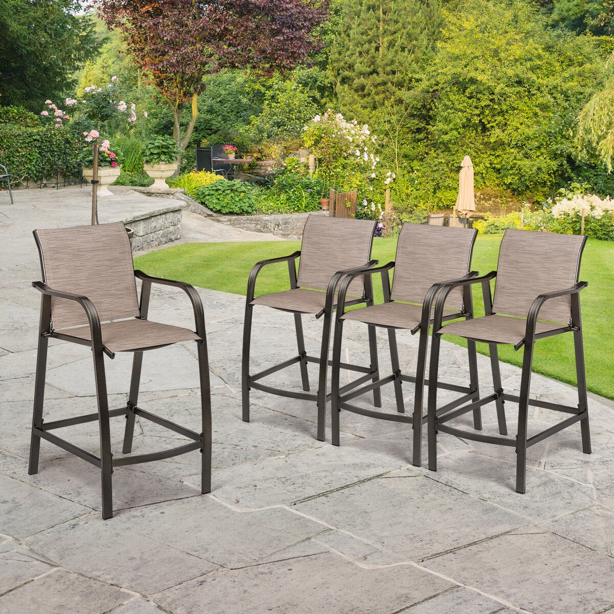 VredHom Outdoor Bar Stools Patio Bar Chairs (Set of 4) - 21.7" W x 25.6" D x 43.7" H