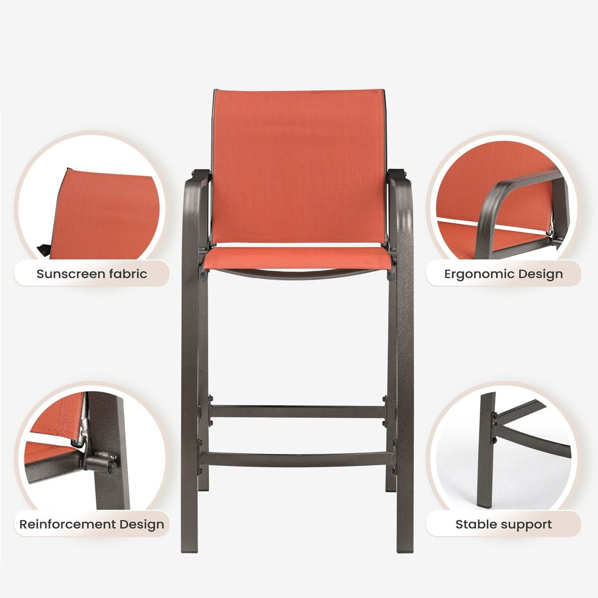 VredHom Outdoor Bar Stools Patio Bar Chairs (Set of 4) - 21.7" W x 25.6" D x 43.7" H
