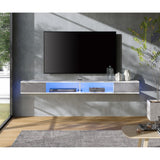 WAMPAT 70 Floating TV Stand Wall Mounted, Floating Entertainment Center for Living Room Bedroom, White&Grey
