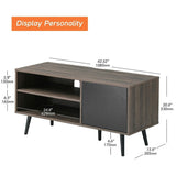 WAMPAT Black/ Brown Mid-century Modern TV Stand