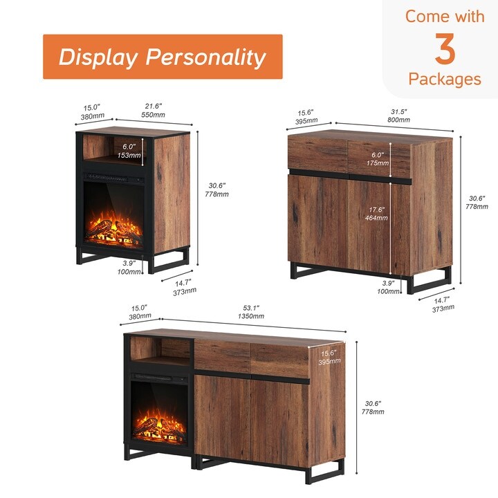 WAMPAT Fireplace TV Stand for TVs up to 60 inch
