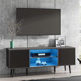 WAMPAT Mid Century Modern TV Stand 61.6 inch Black & Grey