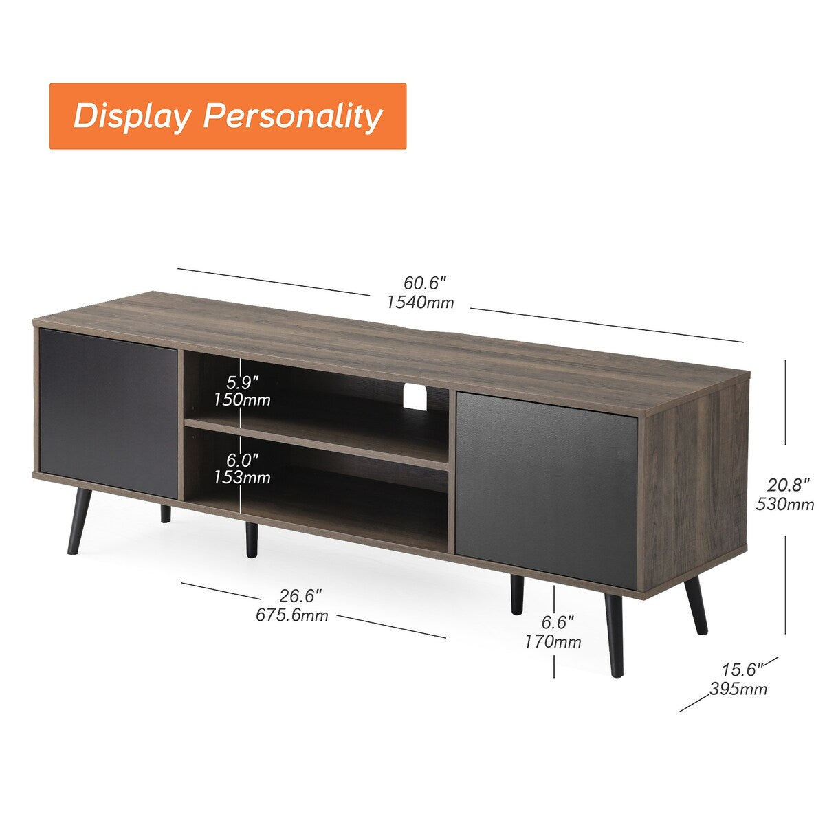 WAMPAT Mid Century Modern TV Stand 61inch