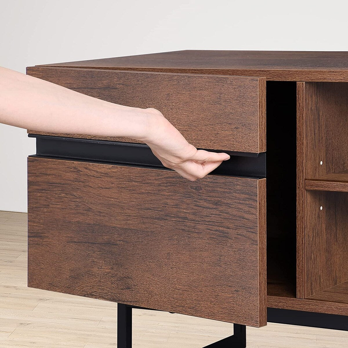 WAMPAT Modern TV Stand for up to 55 inch TV with Storage Cabinets