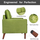 WANSE Velvet 50" Square Arm Loveseat,Solid Wood Frame,Easy Assembly