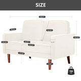 WANSE Velvet 50" Square Arm Loveseat,Solid Wood Frame,Easy Assembly