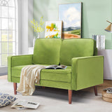WANSE Velvet 50" Square Arm Loveseat,Solid Wood Frame,Easy Assembly