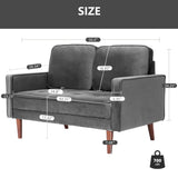WANSE Velvet 50" Square Arm Loveseat,Solid Wood Frame,Easy Assembly