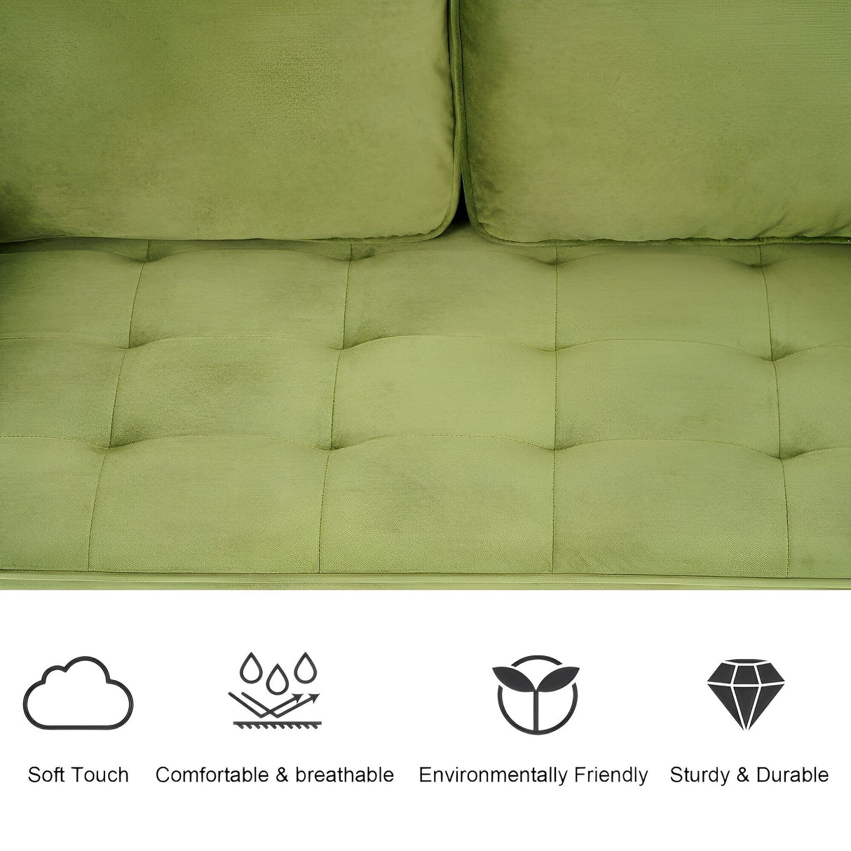 WANSE Velvet 50" Square Arm Loveseat,Solid Wood Frame,Easy Assembly
