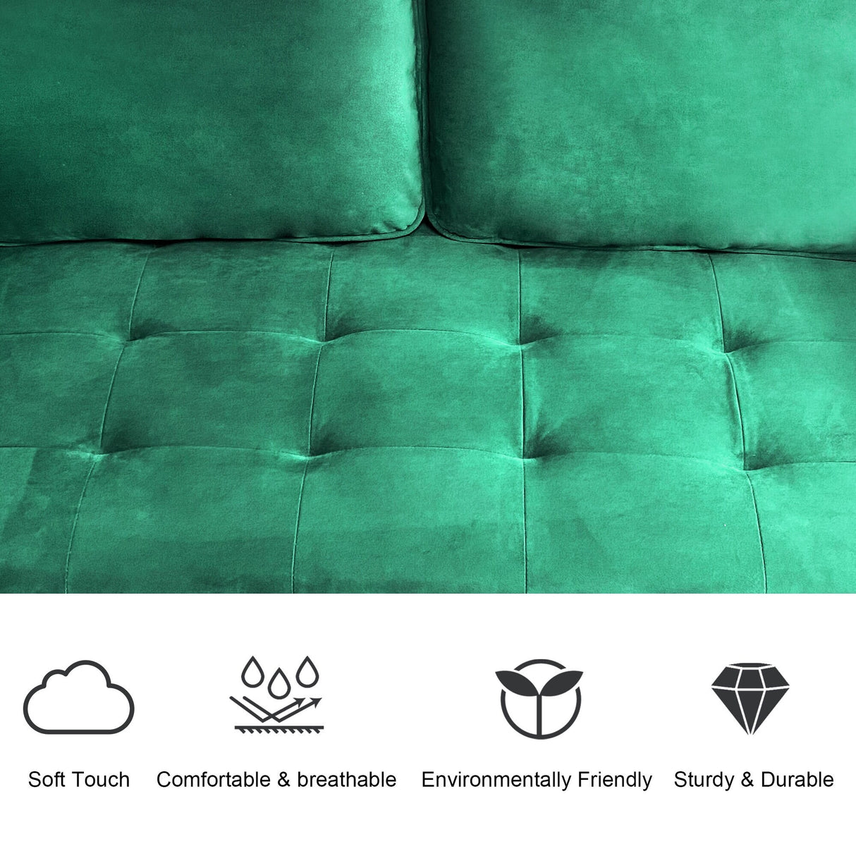 WANSE Velvet 50" Square Arm Loveseat,Solid Wood Frame,Easy Assembly