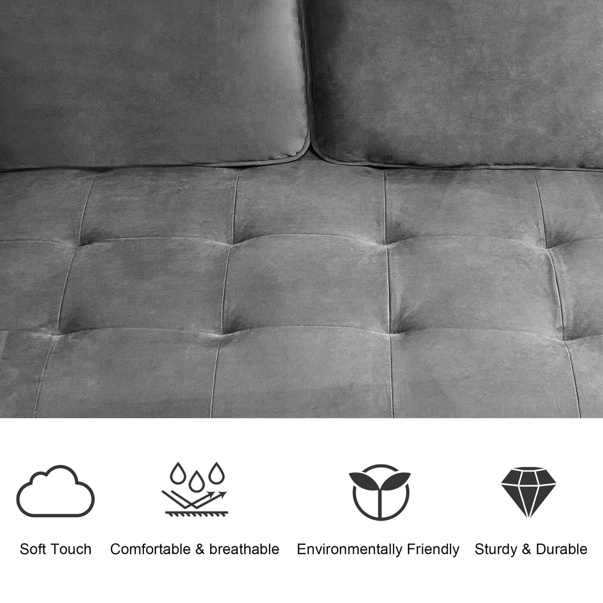 WANSE Velvet 50" Square Arm Loveseat,Solid Wood Frame,Easy Assembly