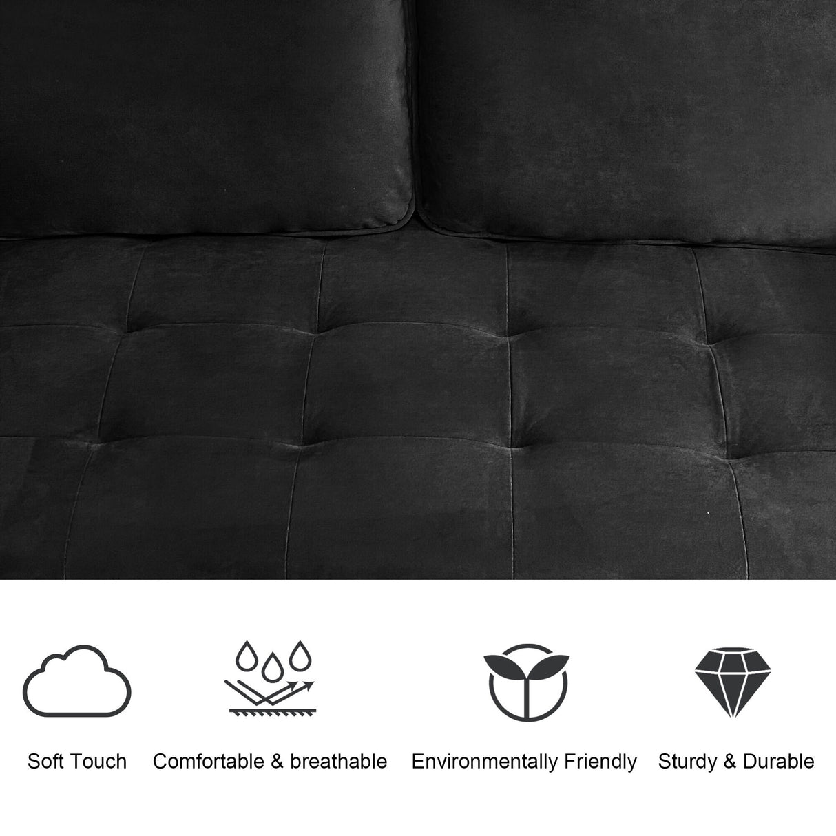 WANSE Velvet 50" Square Arm Loveseat,Solid Wood Frame,Easy Assembly