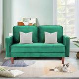 WANSE Velvet 50" Square Arm Loveseat,Solid Wood Frame,Easy Assembly