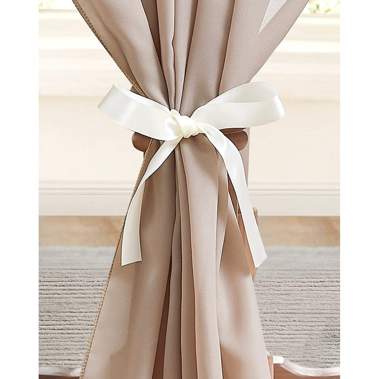 WARM HOME DESIGNS Chiffon Table Runner for Decor with 2 Tie-Backs