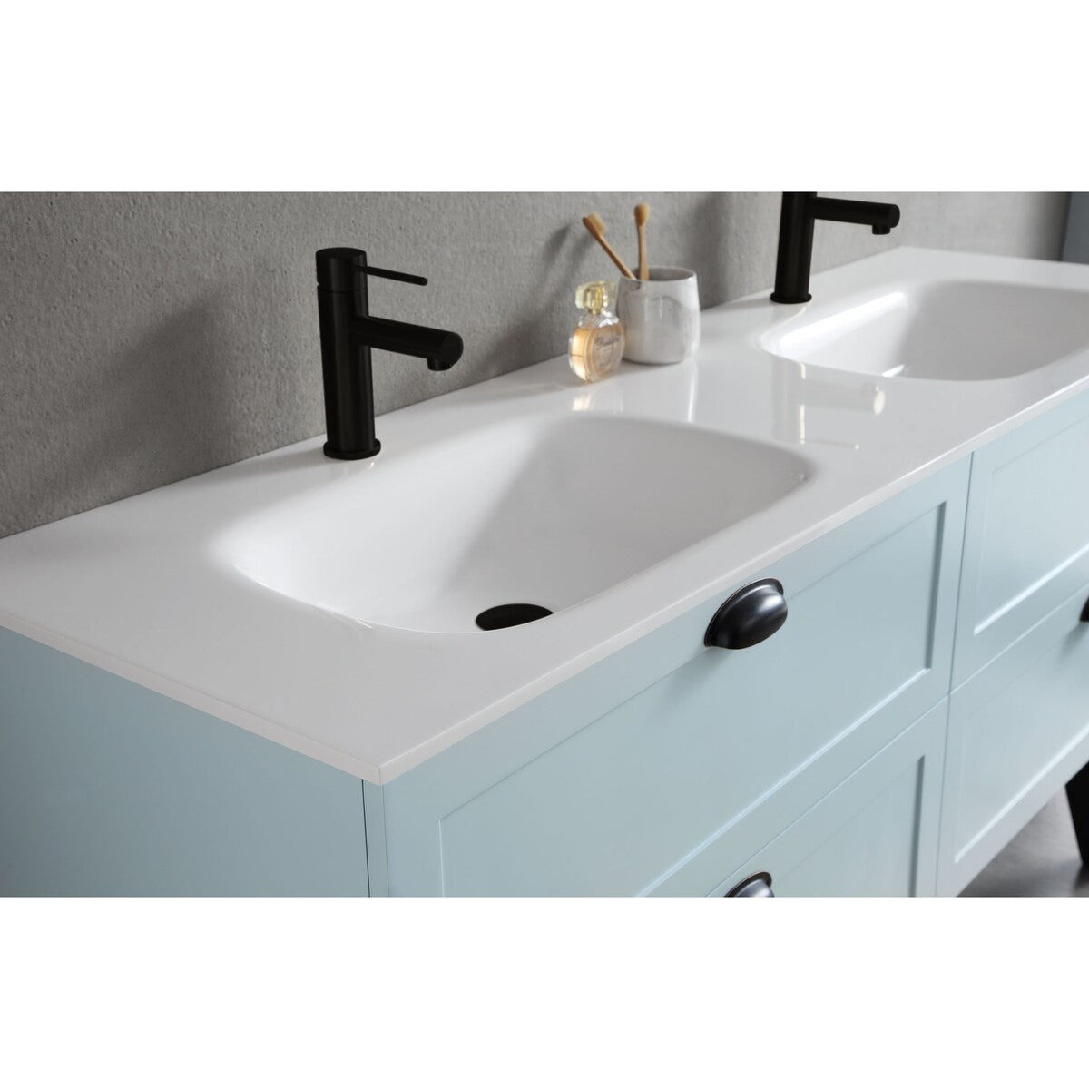 WSOS 60" Beige/Light Blue Dual Mount Modern Bathroom Vanity Set