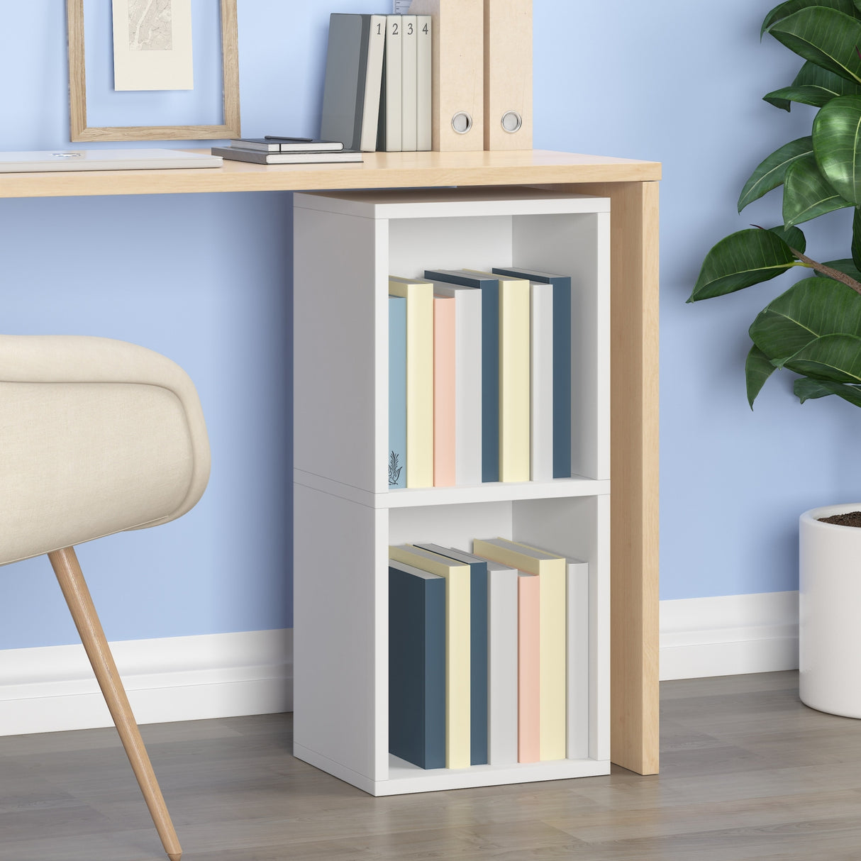 Way Basics 2 Tier Display Case Storage Cube Unit (Tool-free Assembly)