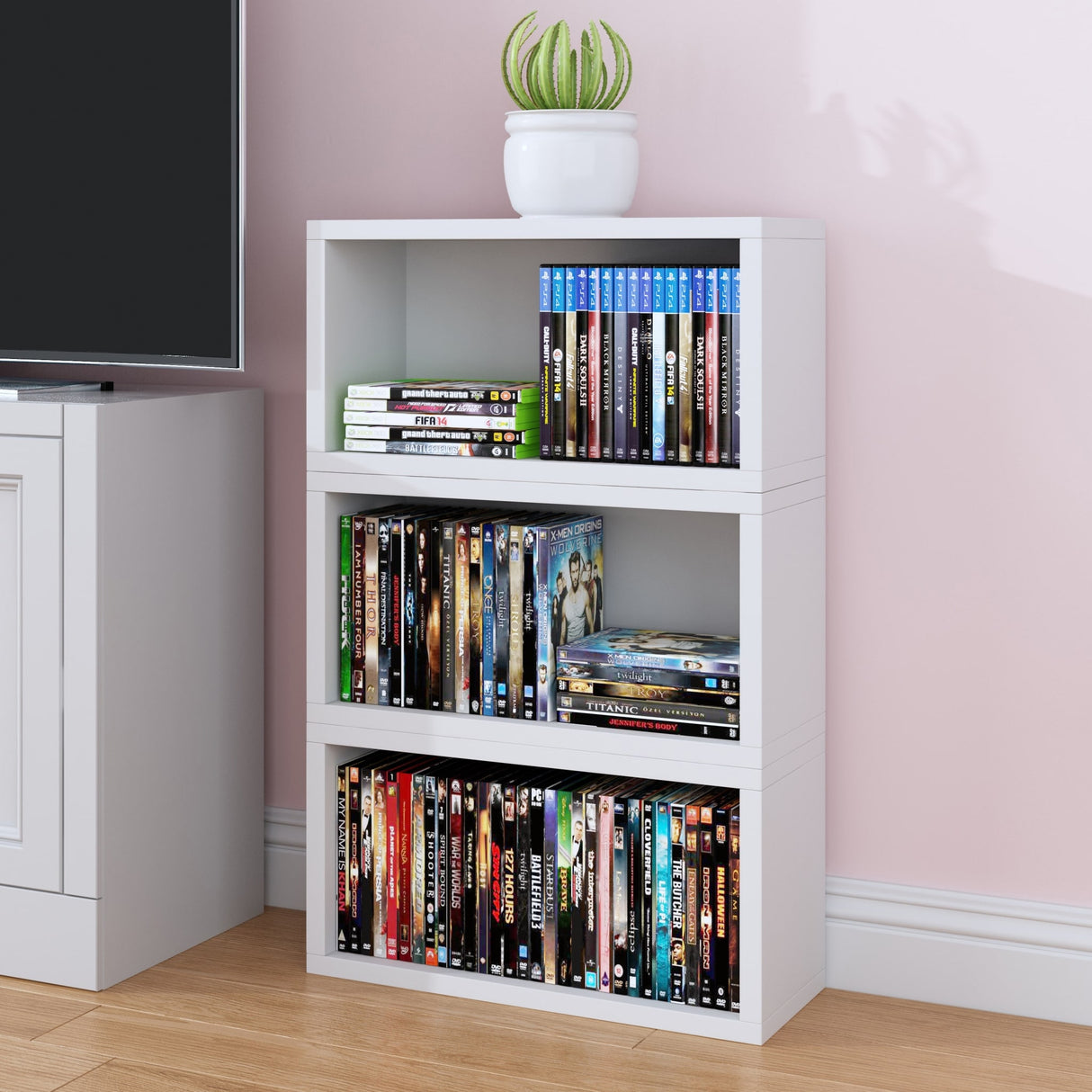 WAY BASICS Media Storage DVD Rack - Holds 30 BluRay PS5 Video Game Rack
