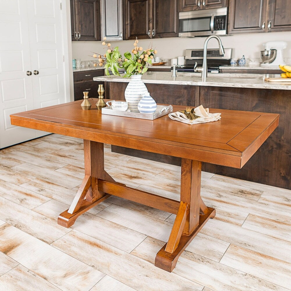 WE Furniture Millwright 6 Piece Classic Traditional Design Wood Dining Set - Antique Brown