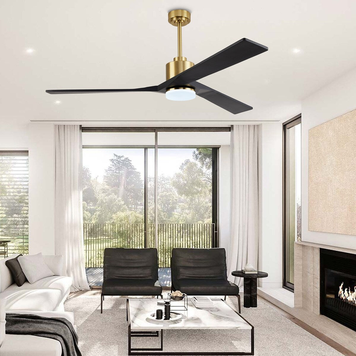 WINGBO 52" Solid Wood DC Motor Integrated LED Ceiling Fan with Light & Remote Control