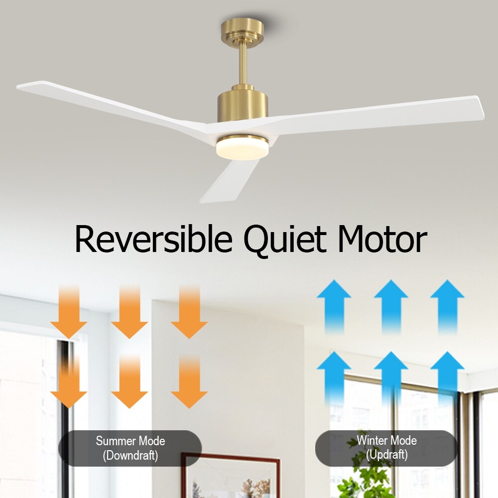 WINGBO 52" Solid Wood DC Motor Integrated LED Ceiling Fan with Light & Remote Control