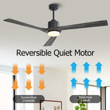 WINGBO 52" Solid Wood DC Motor Integrated LED Ceiling Fan with Light & Remote Control