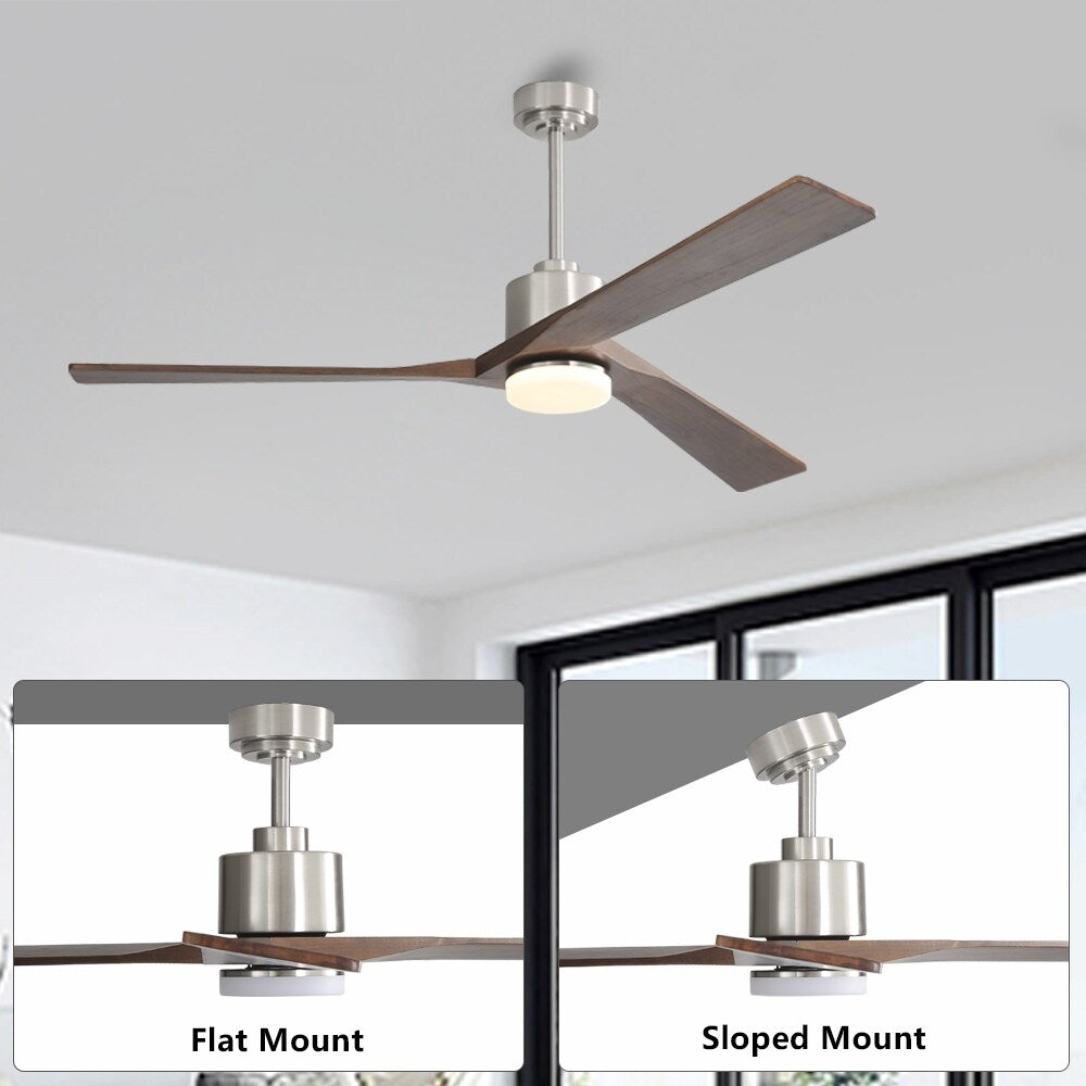 WINGBO 52" Solid Wood DC Motor Integrated LED Ceiling Fan with Light & Remote Control
