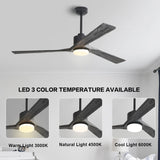 WINGBO 52" Solid Wood DC Motor Integrated LED Ceiling Fan with Light & Remote Control
