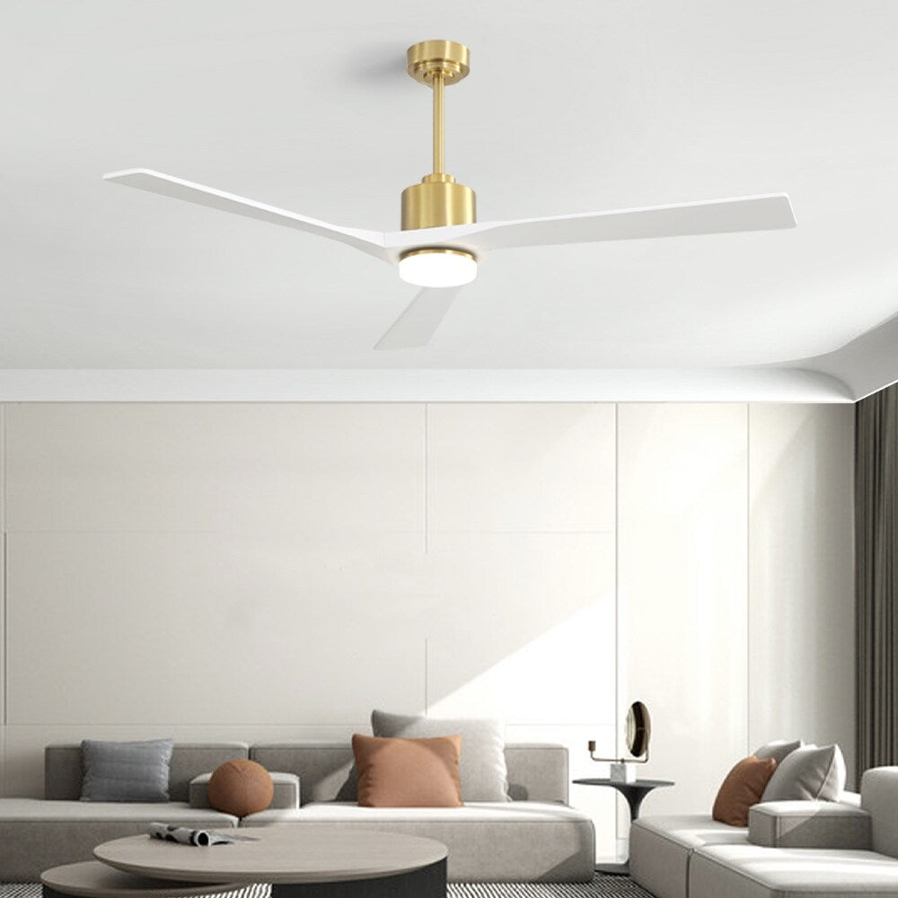 WINGBO 52" Solid Wood DC Motor Integrated LED Ceiling Fan with Light & Remote Control