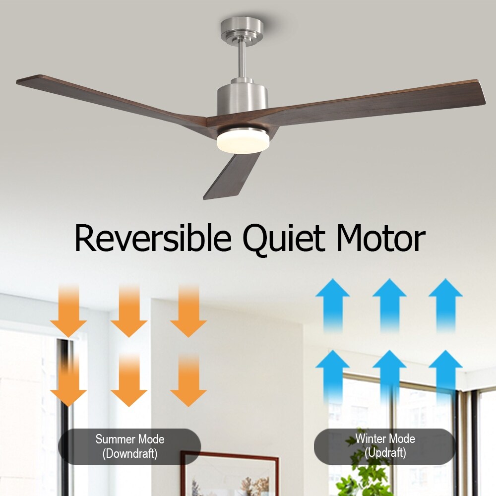 WINGBO 52" Solid Wood DC Motor Integrated LED Ceiling Fan with Light & Remote Control