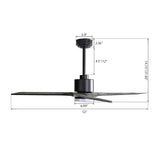 WINGBO 52" Solid Wood DC Motor Integrated LED Ceiling Fan with Light & Remote Control