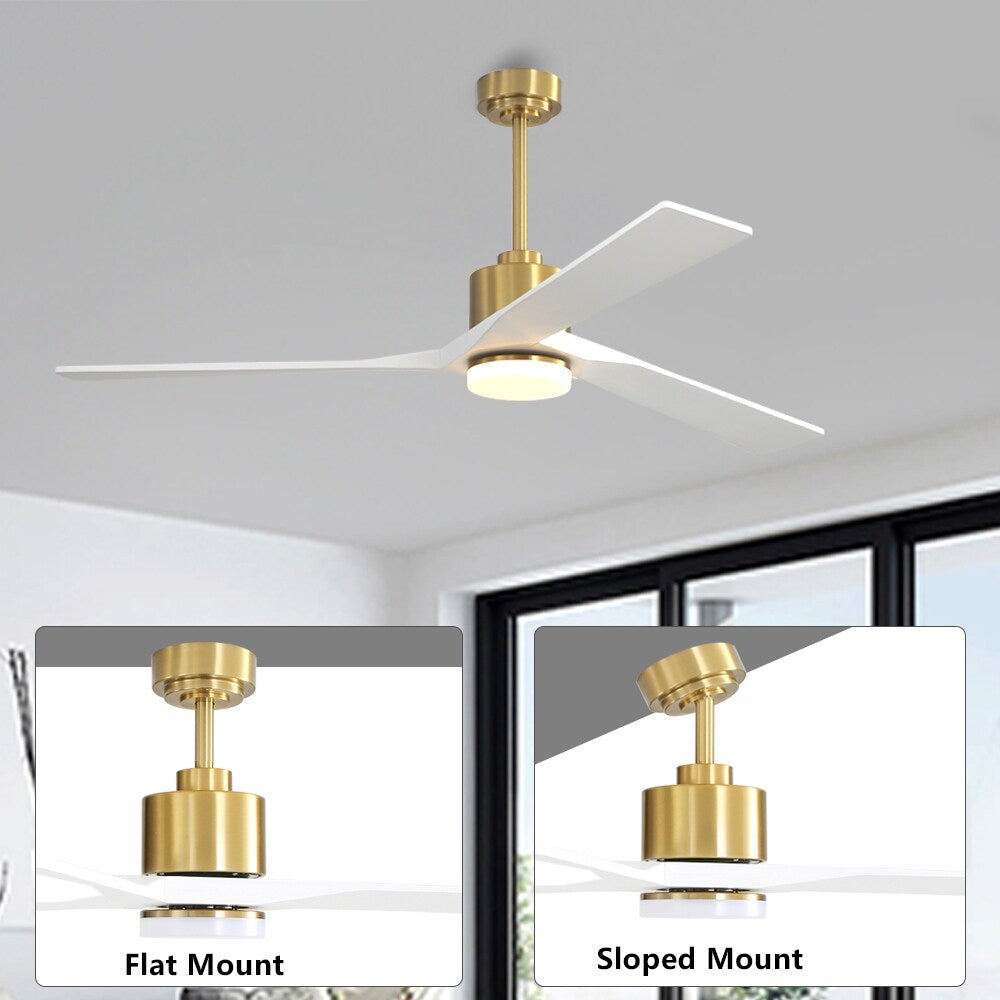 WINGBO 52" Solid Wood DC Motor Integrated LED Ceiling Fan with Light & Remote Control