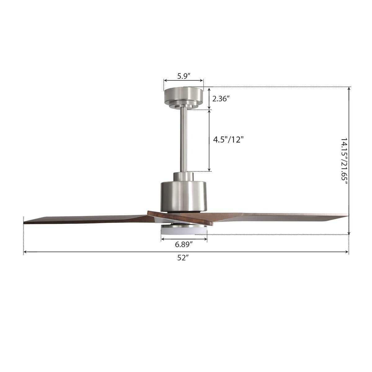 WINGBO 52" Solid Wood DC Motor Integrated LED Ceiling Fan with Light & Remote Control