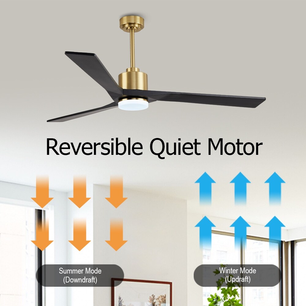 WINGBO 52" Solid Wood DC Motor Integrated LED Ceiling Fan with Light & Remote Control