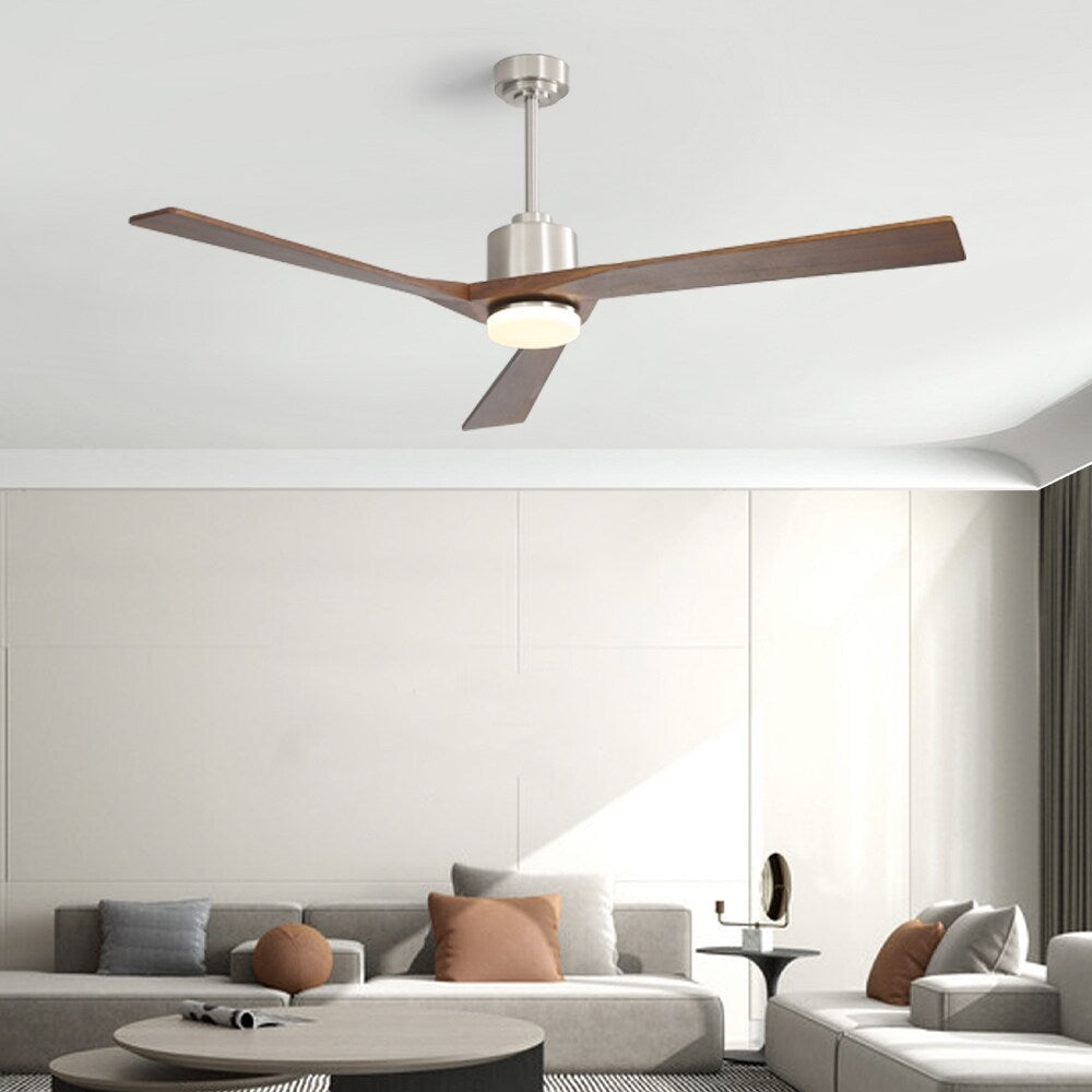WINGBO 52" Solid Wood DC Motor Integrated LED Ceiling Fan with Light & Remote Control