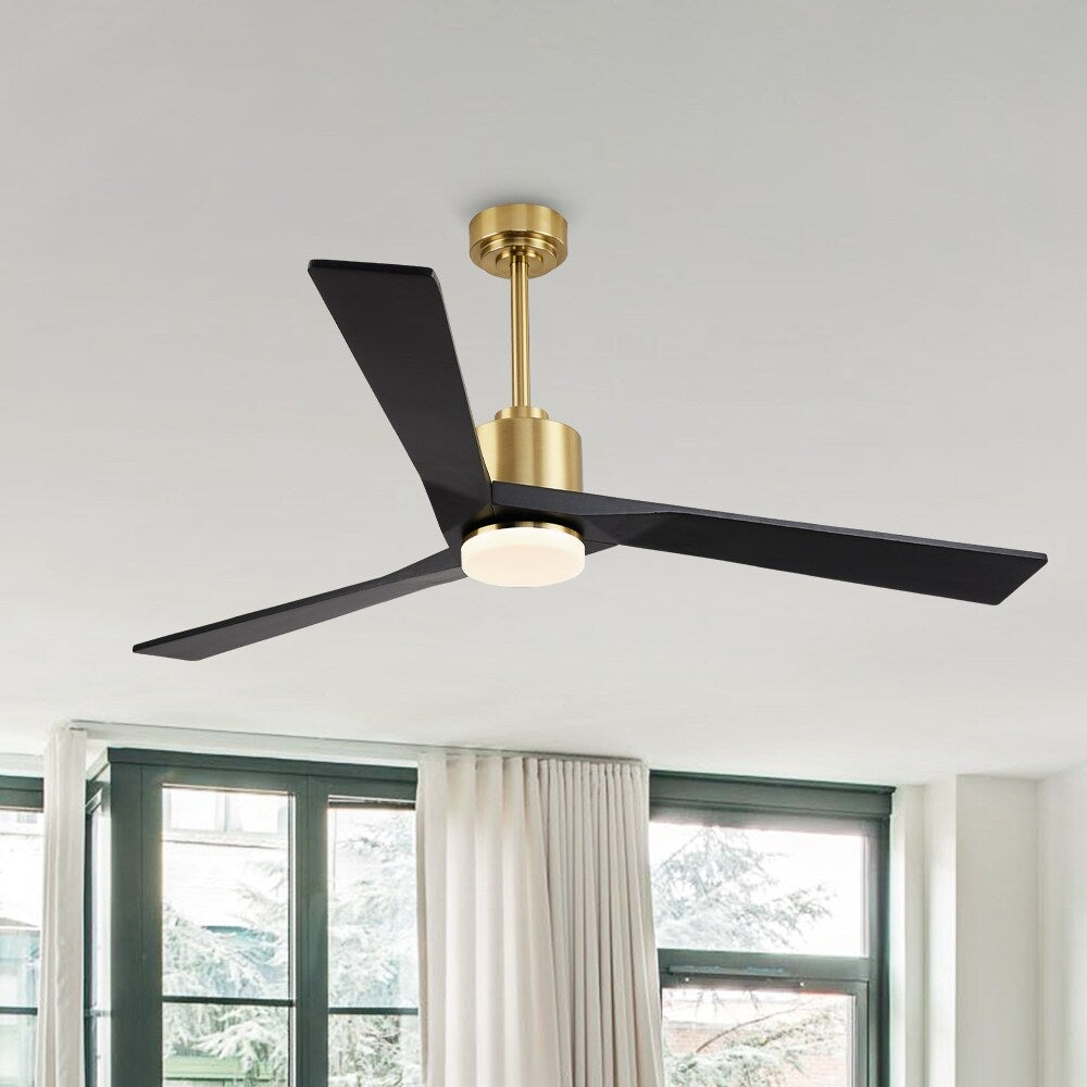 WINGBO 52" Solid Wood DC Motor Integrated LED Ceiling Fan with Light & Remote Control