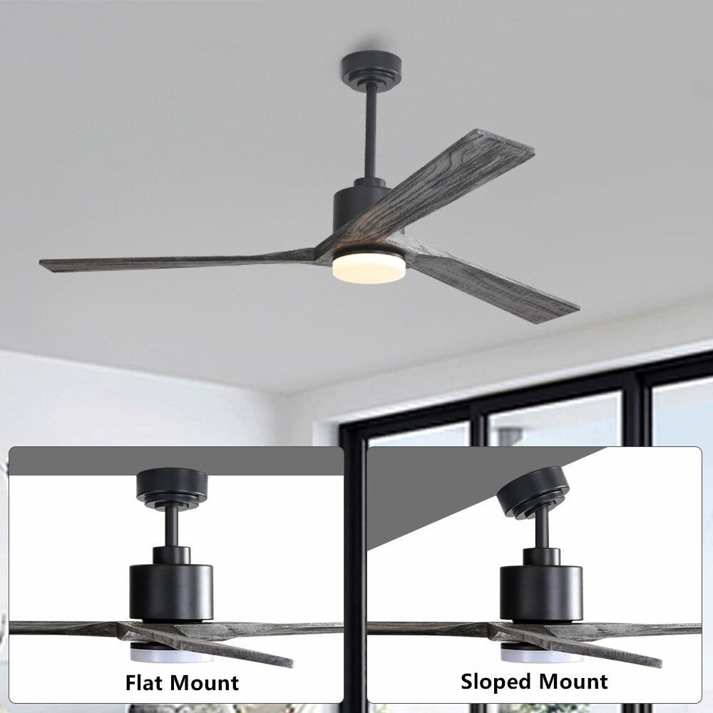 WINGBO 52" Solid Wood DC Motor Integrated LED Ceiling Fan with Light & Remote Control