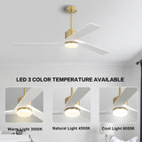 WINGBO 52" Solid Wood DC Motor Integrated LED Ceiling Fan with Light & Remote Control