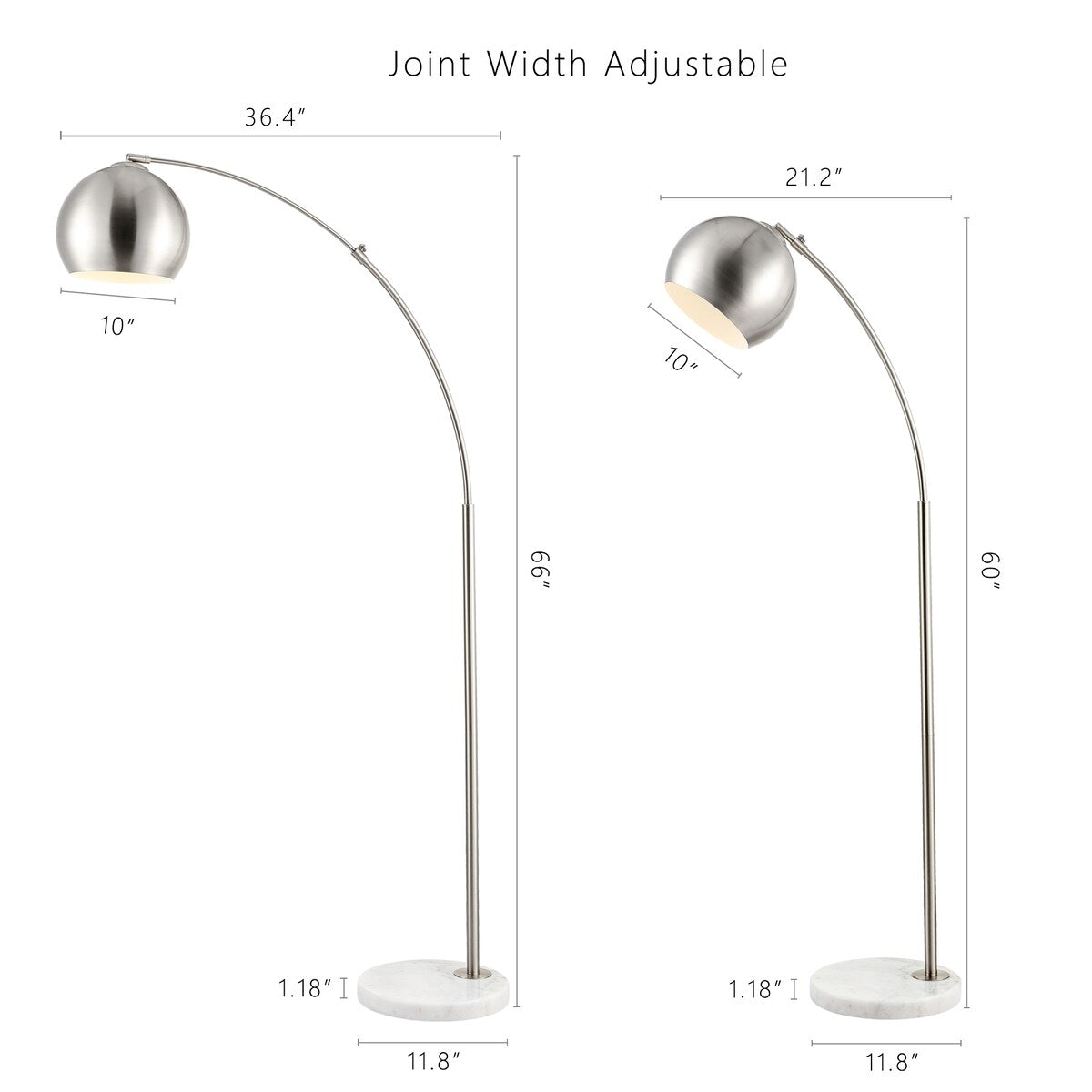 WINGBO Modern Arc Floor Lamp with Rotatable Metal Shade - N/A