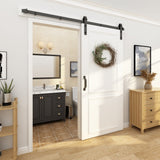 WINSOON 4-14 FT Sliding Barn Door Hardware Track Kit for Single Door J Style Rollers