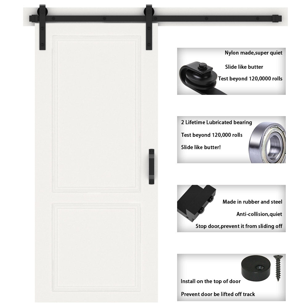 WINSOON 4-14 FT Sliding Barn Door Hardware Track Kit for Single Door J Style Rollers