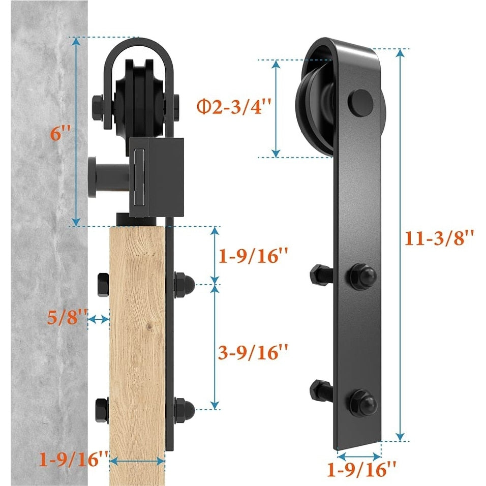 WINSOON 4-14 FT Sliding Barn Door Hardware Track Kit for Single Door J Style Rollers